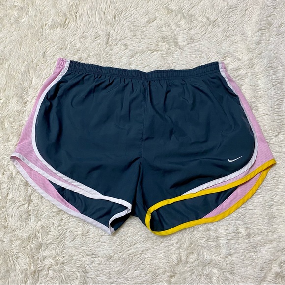 Nike Pants - Nike Livestrong Running Shorts Size XL Dark Gray, Pink, yellow, and white